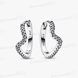 Pandora Sparkling Wave Hoop Earrings